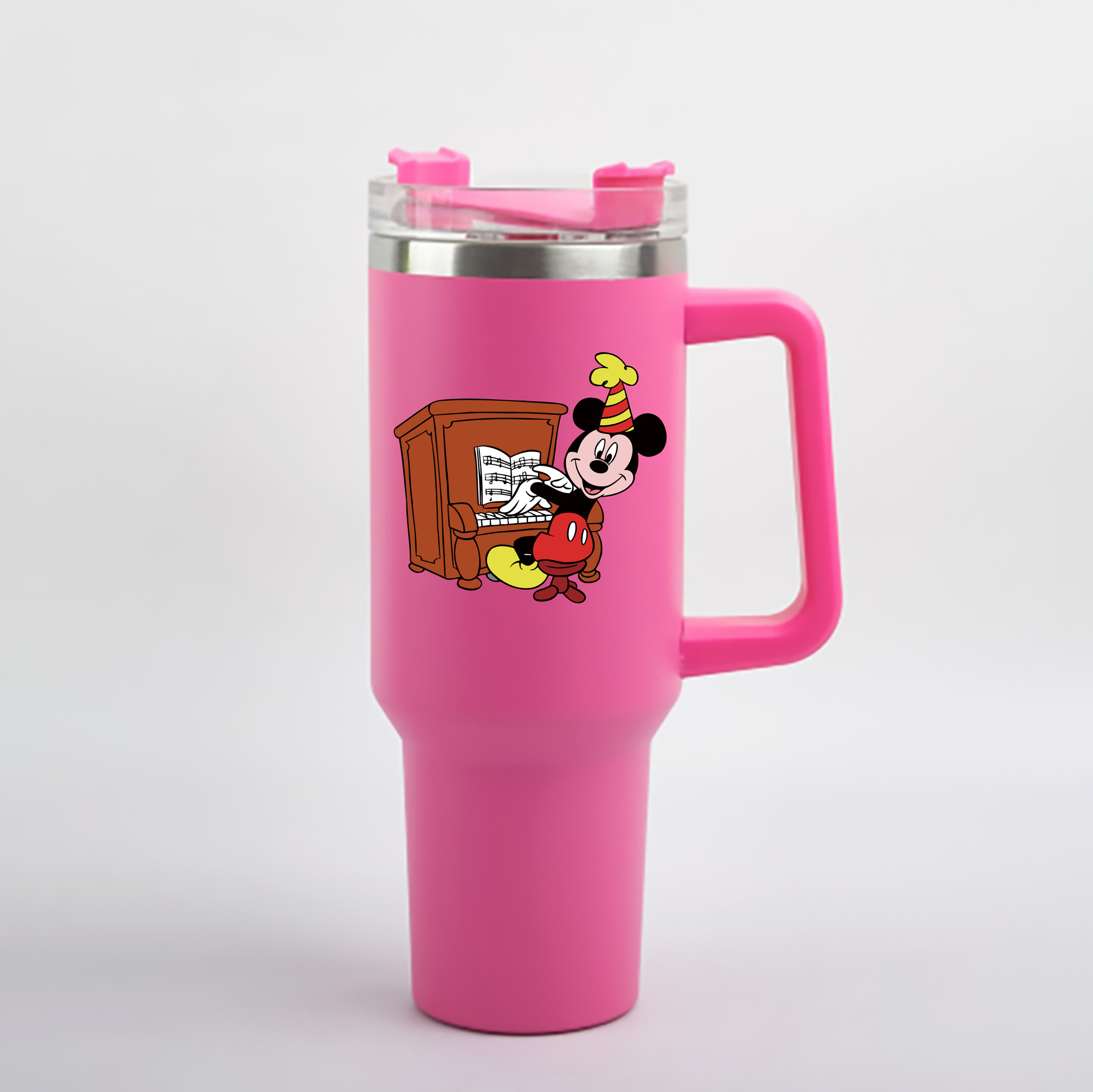 （画像用） ミッキーマウス Mickey Mouse 1200mL車用タンブラー - クリスタルステッカー（プラスチックストロー付き）